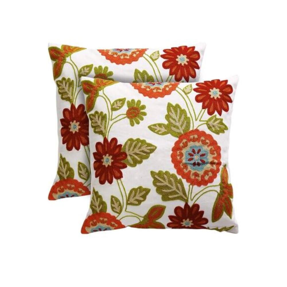 Set of 4 Throw Pillow Case Covers 18x18 inch Decorative Floral Embroidered